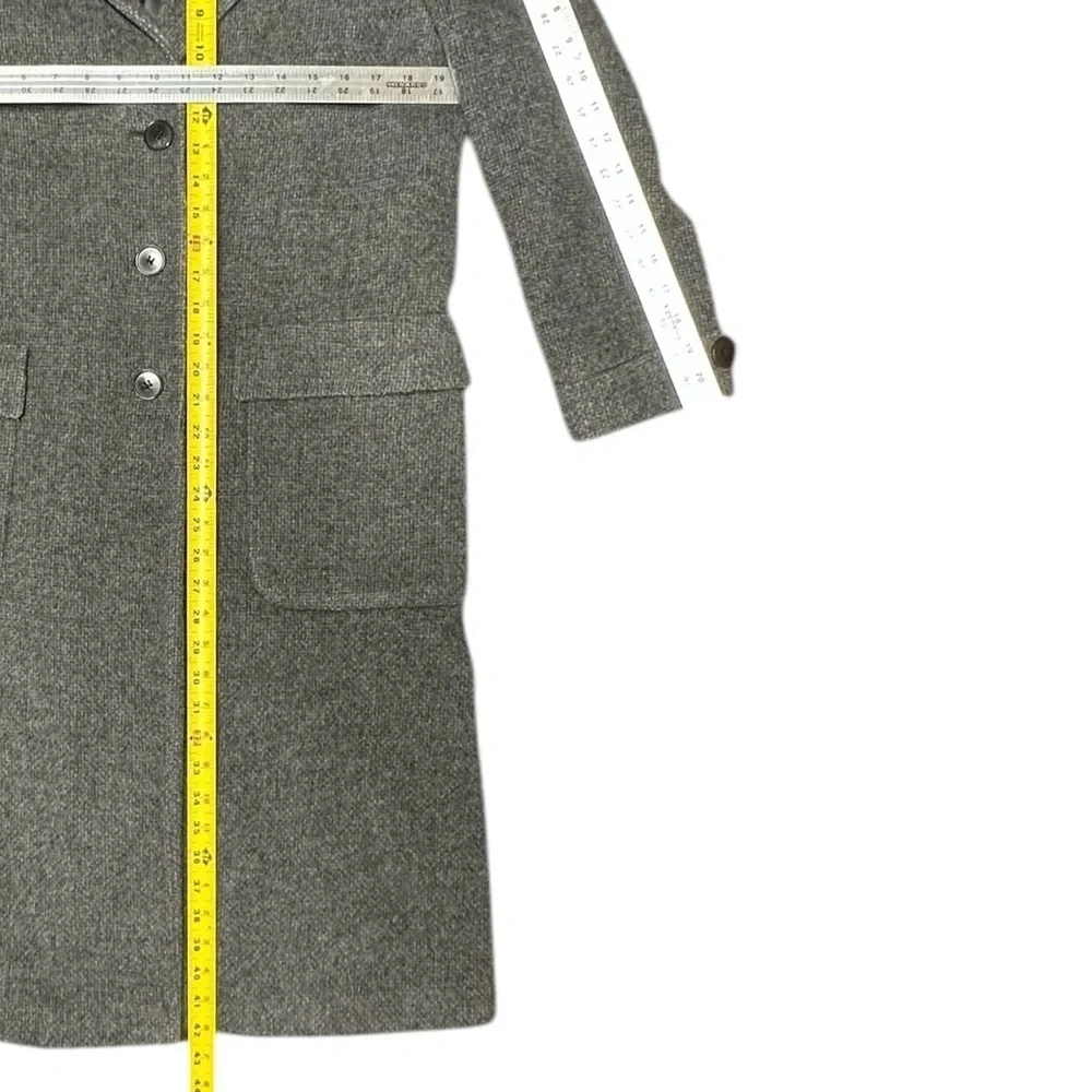 Giorgio Armani ~ Women’s Wool Mohair Alpaca Gray Trench Car Coat ~ Sz 8 ~ VTG - Picture 14 of 16